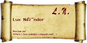 Lux Nándor névjegykártya