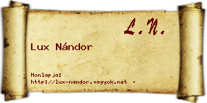Lux Nándor névjegykártya